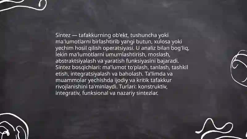 Tafakkur operatsiyalari, tafakkur shakllari, turlari 4