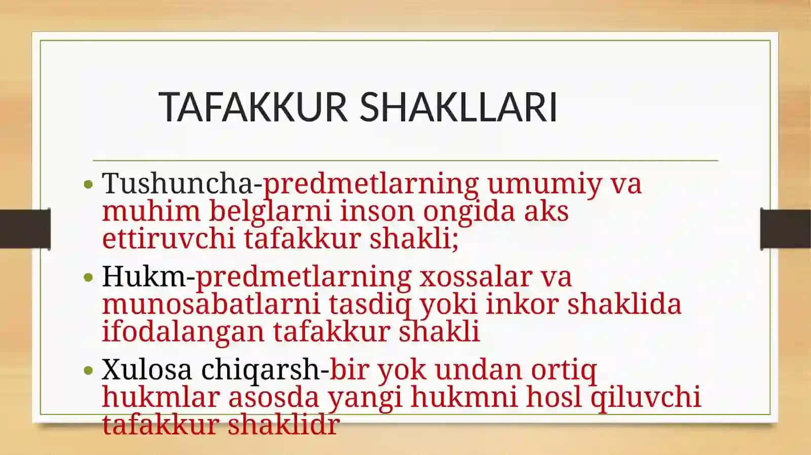 Mantiq tafakkur shakllar va qonunlarni o’rganuvchi fan sohasi 4