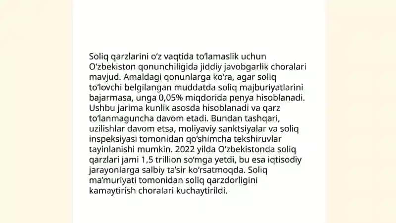 Soliqqa oid huquqbuzarlik uchun javobgarlik choralari 4