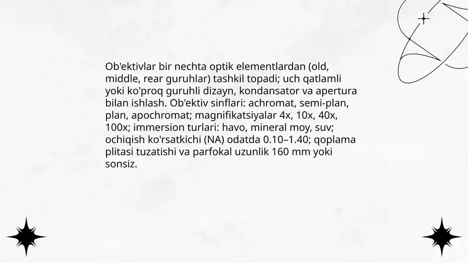 Biologik mikroskopning optik sistemasi va tuzilishi 4