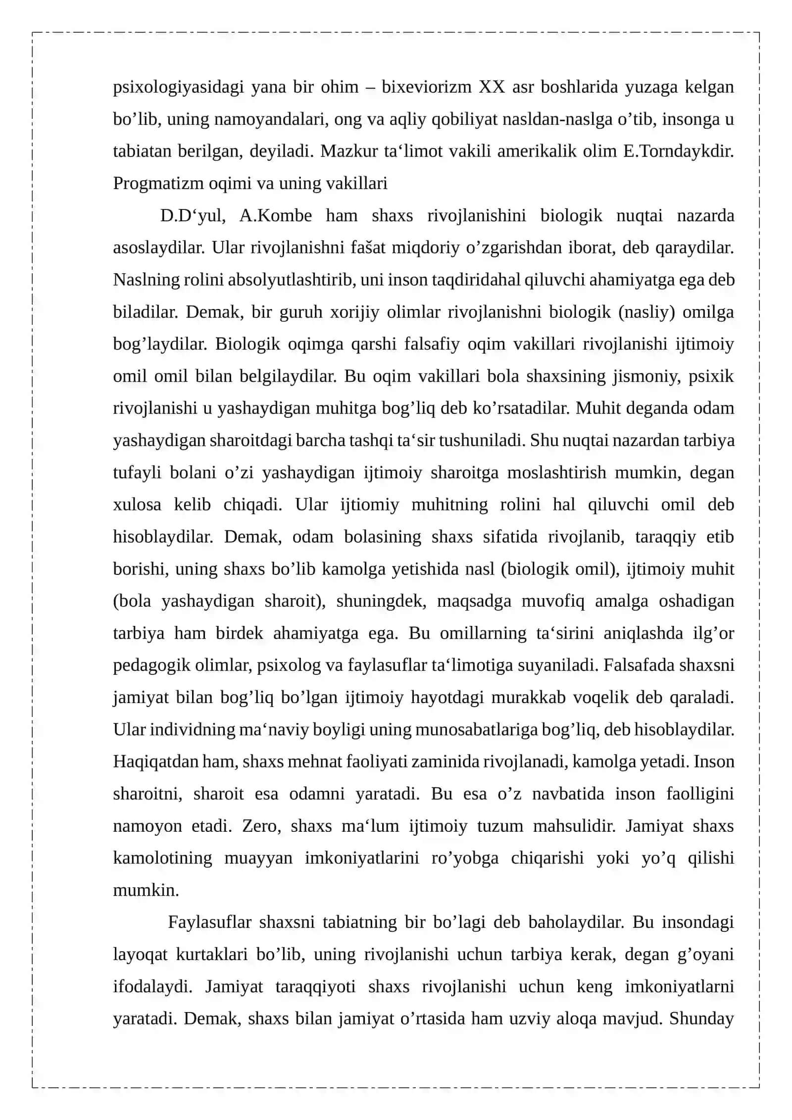 Shaxs rivojlanishi, tarbiyasi va ijtimoiylashuvi 4