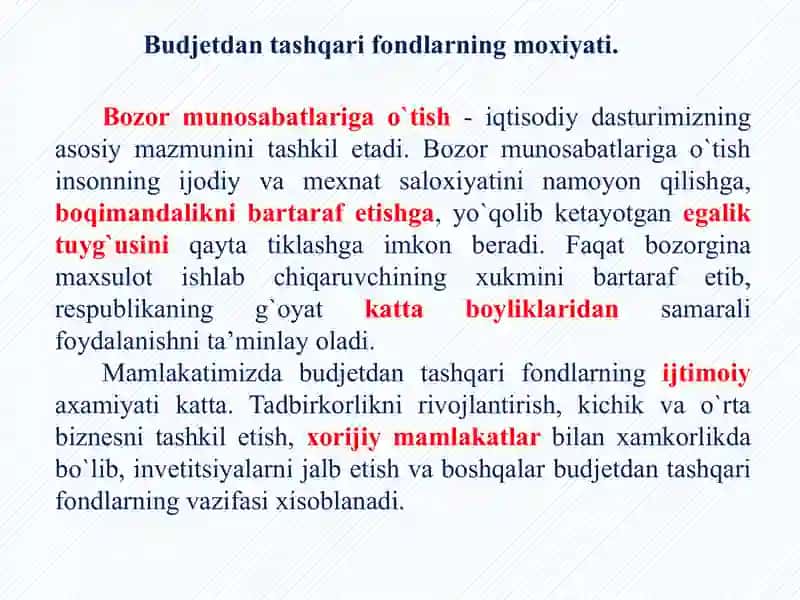 Davlatning byudjetidan tashqari jamg`armalari 4