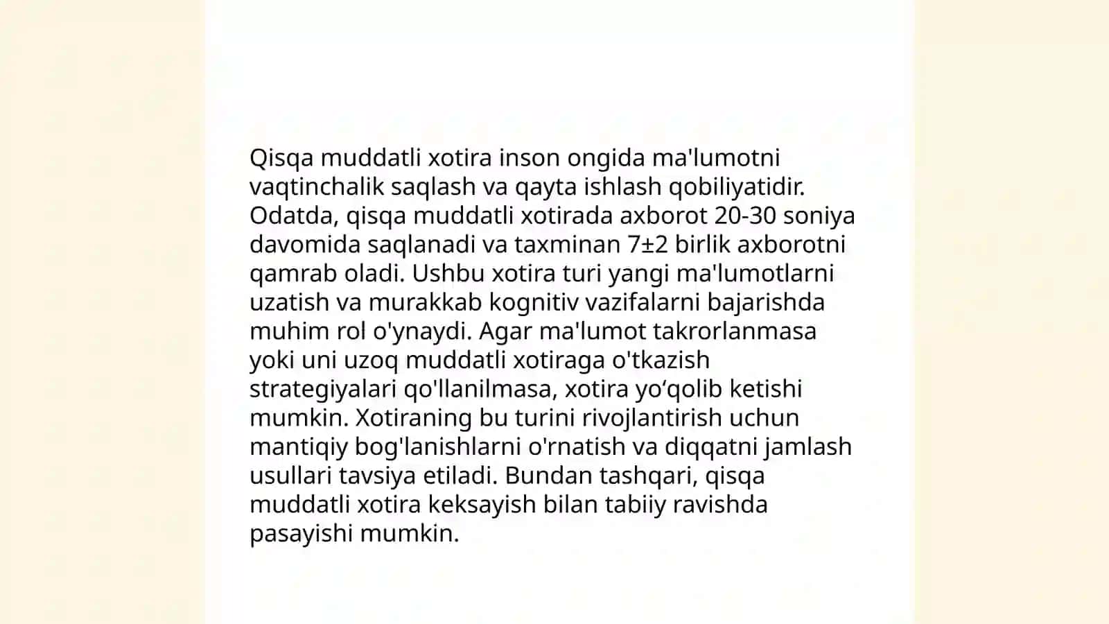 Xotira turlari va uning jarayonlari 4