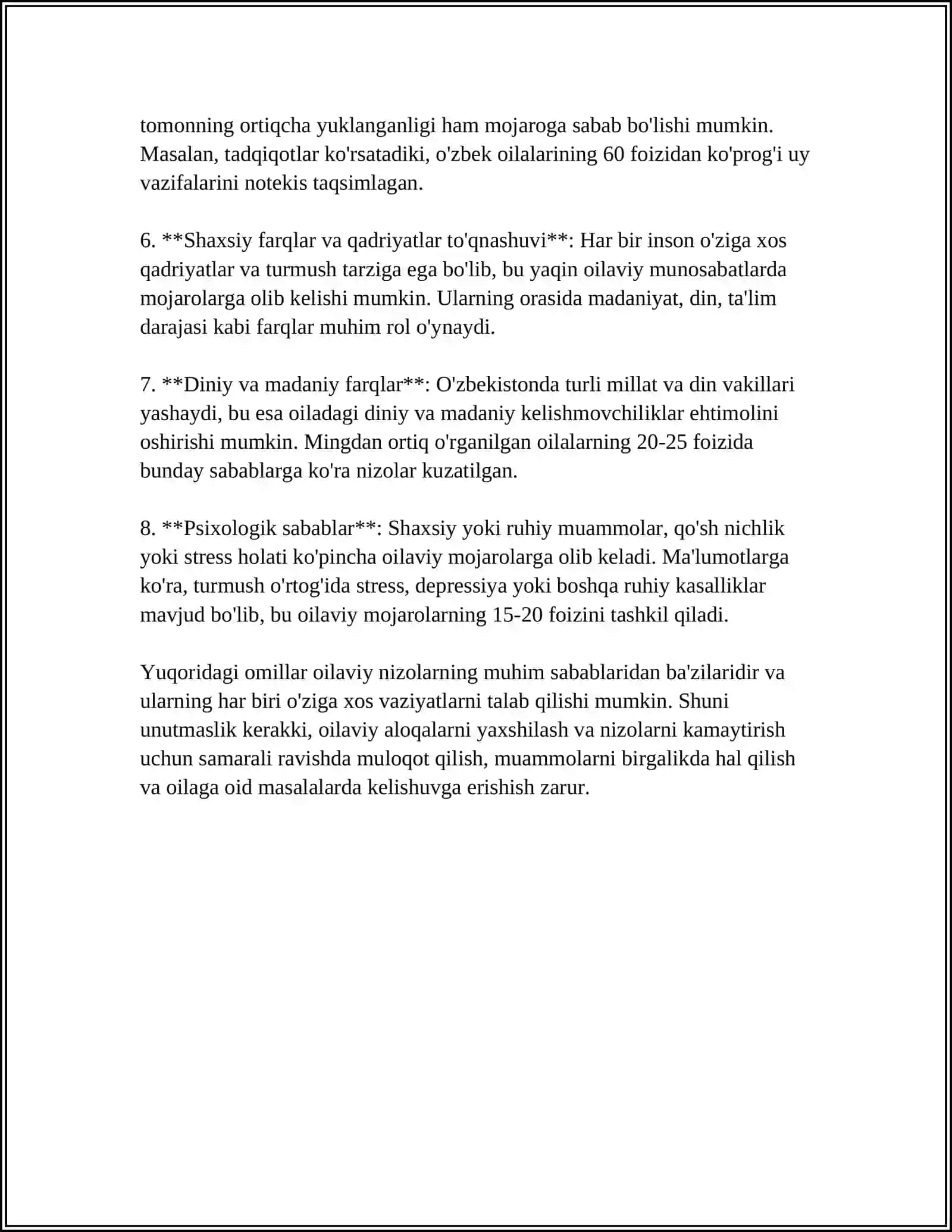 OTA-ONA FARZAND O'RTASIDAGI NIZOLAR 4
