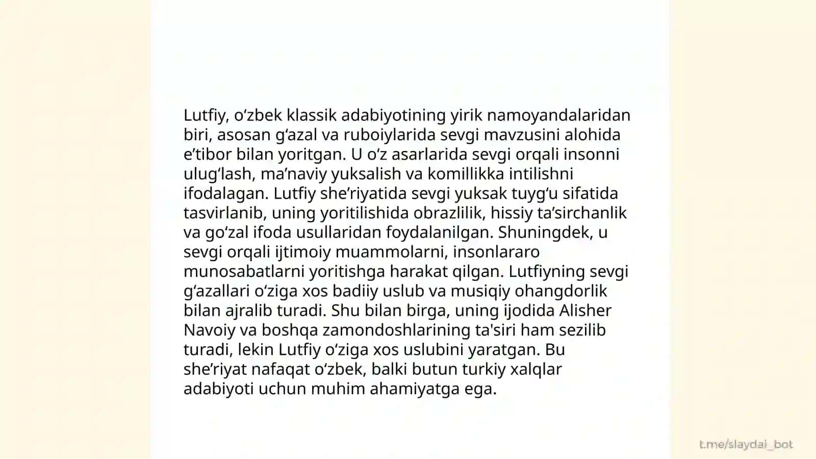 Lutfiy lirik merosining janr xususiyatlari 4