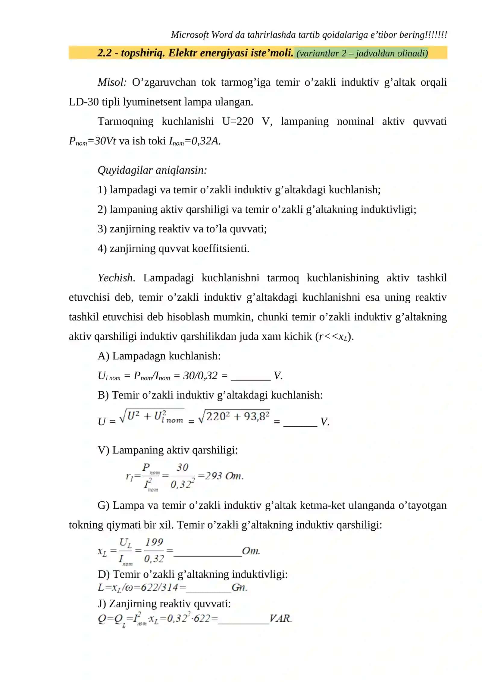 Elektr Energiyasi Istemalini Organish Jadvali 1 4