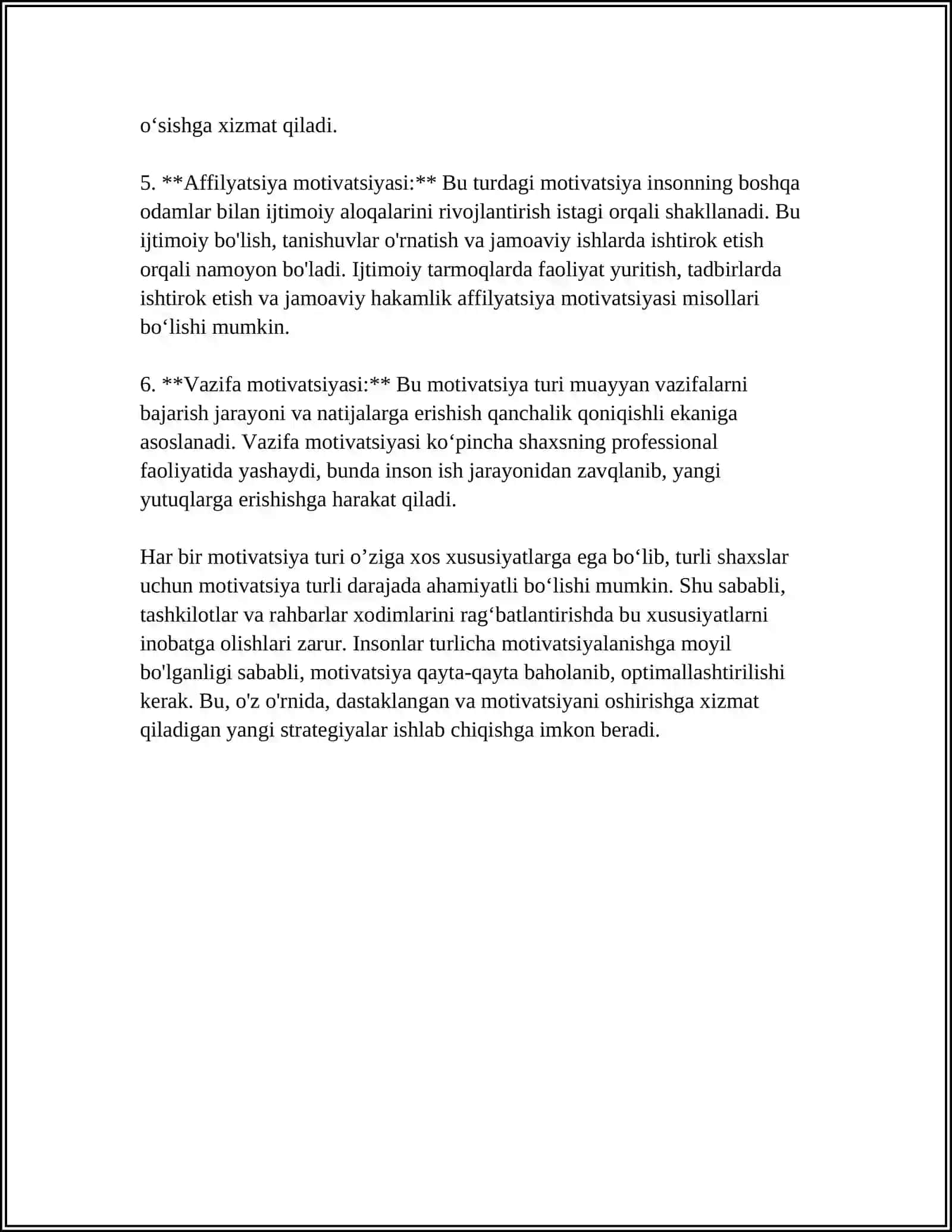 MOTIVATSIYANING ASOSIY TURLARI RIVOJLANISH BOSQICHLARI 4