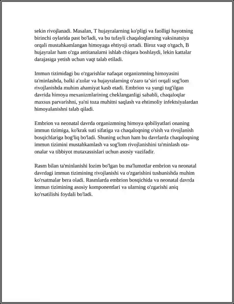 IMMUN TIZIMI YOSHGA QARAB ÒZGARISHI XUSUSIYATLARI HAQIDA RASM BN CHIQARIB BER 4