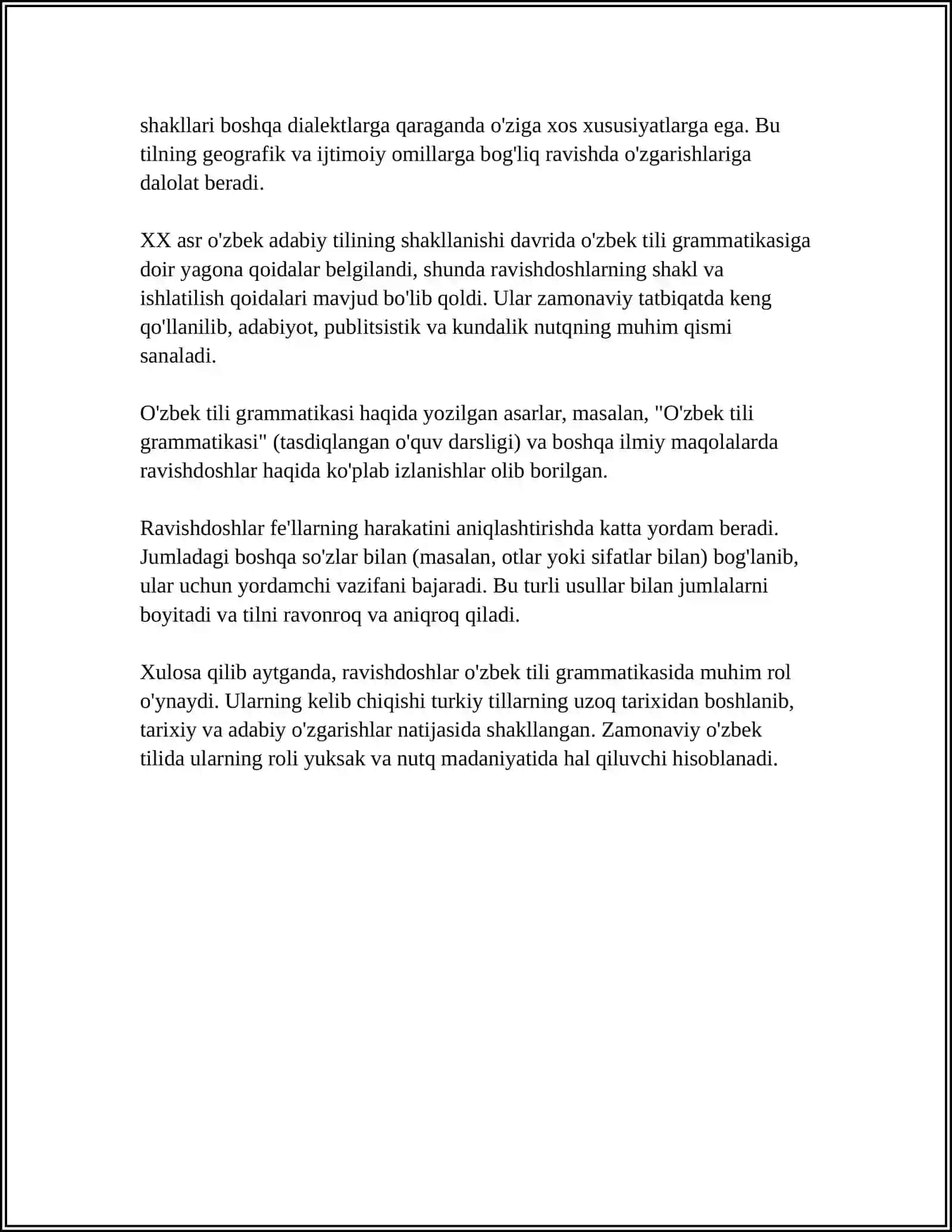 O'ZBEK TILIDA RAVISHDOSHLAR 4