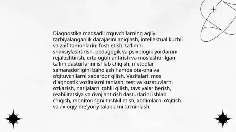 O‘quvchilarning aqliy tarbiyalanganlik darajasini tashxis etish metodikasi 4