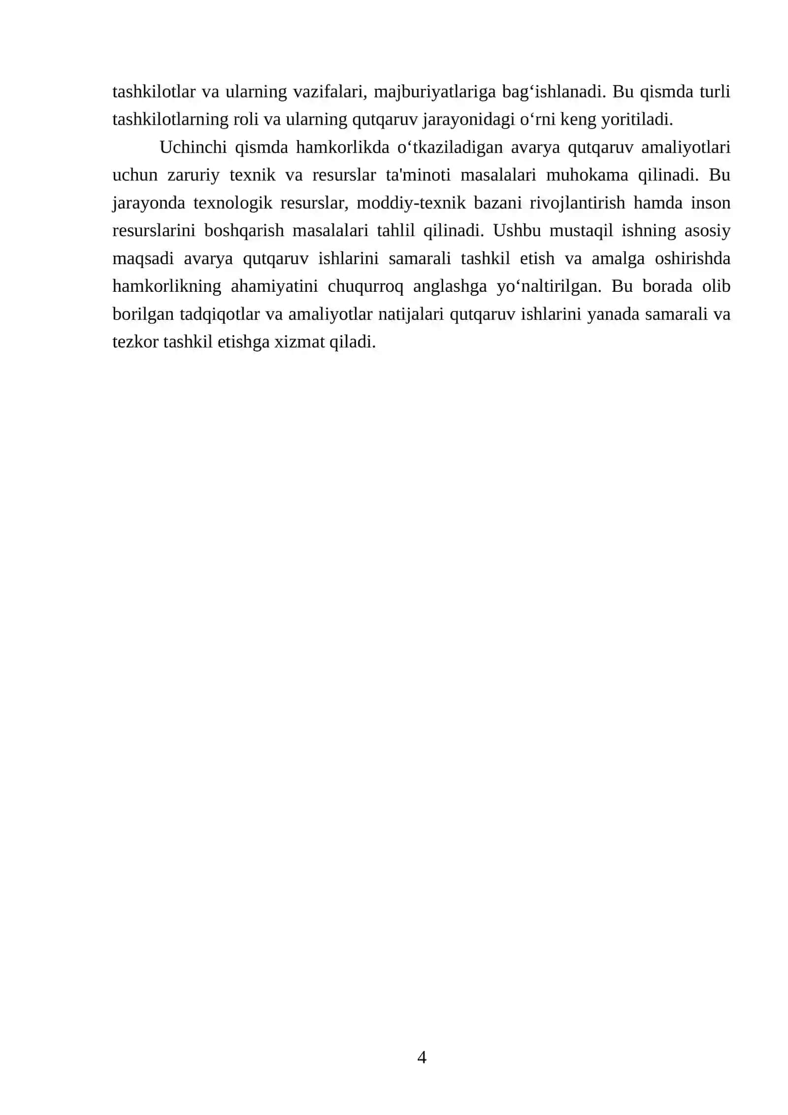 Avarya qutqaruv ishlarini tashkil etish va o’tkazishda hamkorlikning mazmuni 4