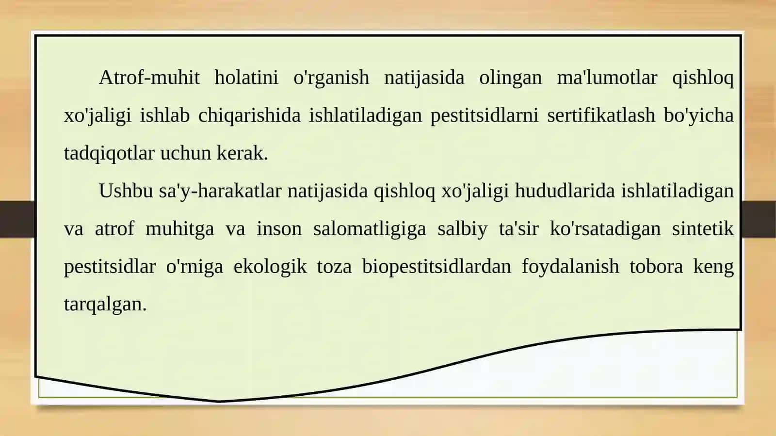 11-SINF Qishloq xo’jaligi faoliyatining ekologiyaga ta’sirini o'rganish 4