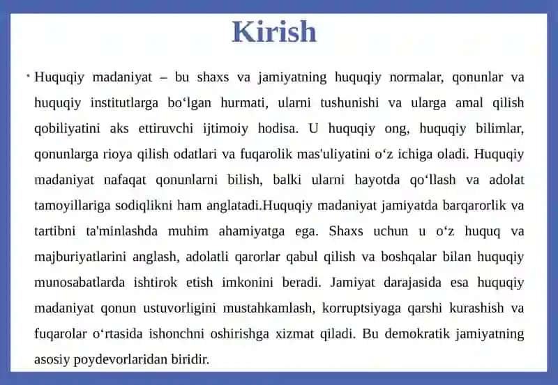HUQUQIY MADANIYAT: TUSHUNCHASI, TUZILISHI, DARAJALARI 4