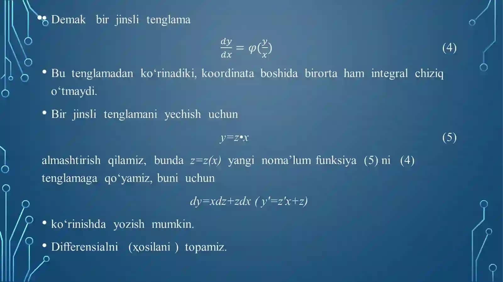 DIFFERENSIAL TENGLAMALAR TAQDIMOTI 4