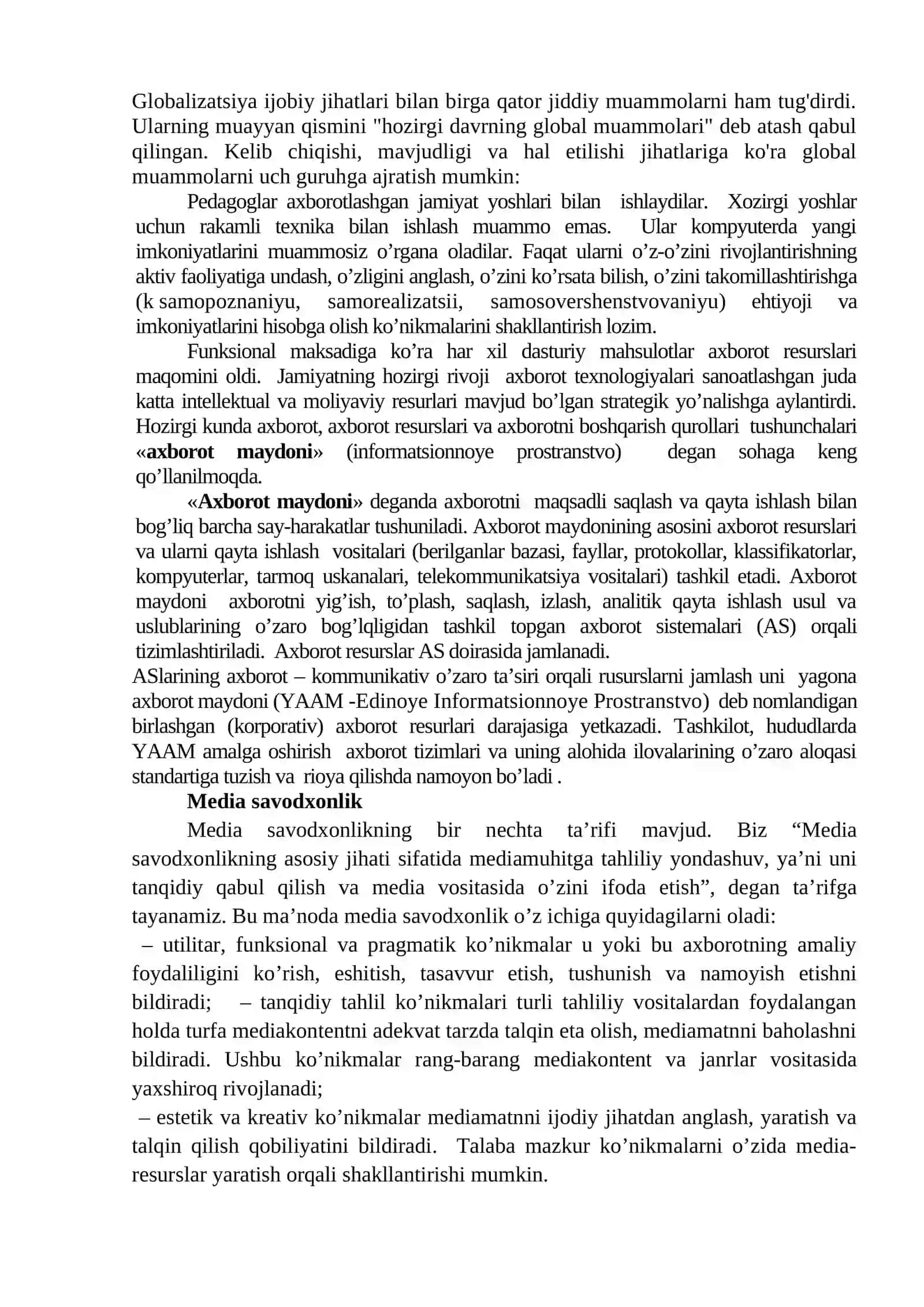 AXBOROTNI JAMIYATDA TUTGAN O`RNI VA AHAMIYATI 4