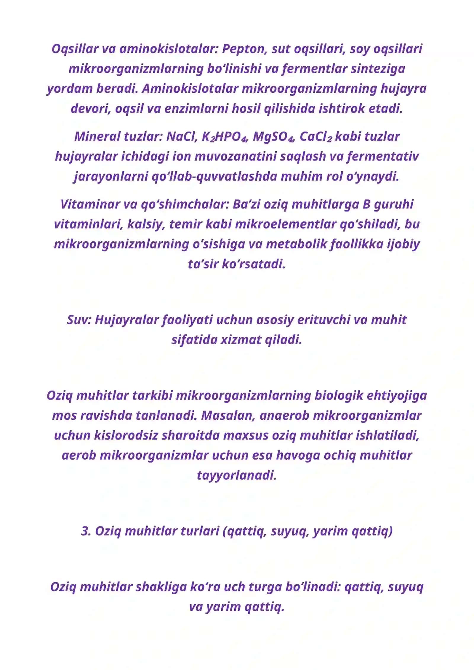 Oziq muhitlar, oziq muhitlarni tayyorlash prinsiplari 4