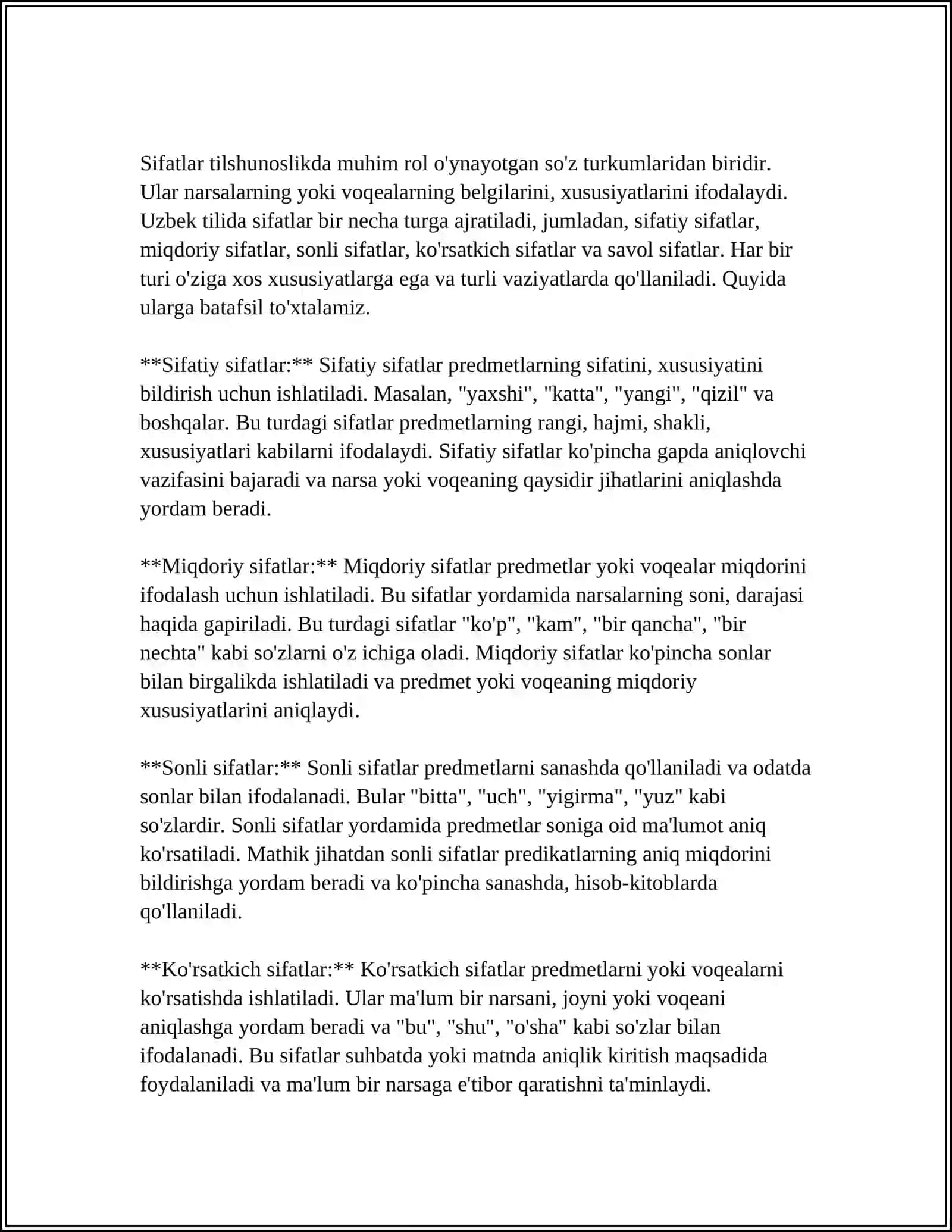 MENGA LOTIN TILIDAGI SIFAT SO'Z TURKUMI HAQIDA PRIZINTATSIYA 4