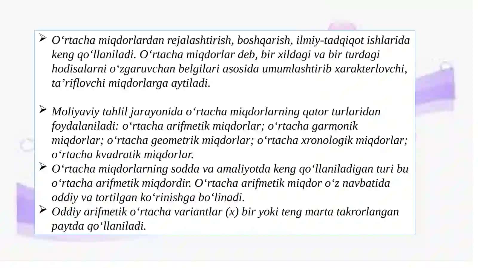 "Statistika" fanidan tayyorlagan taqdimoti 4