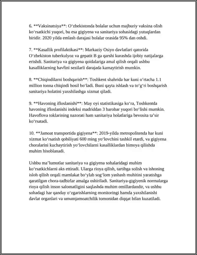 Sanitariya Gigiyenik va Ekologik Standartlar 4