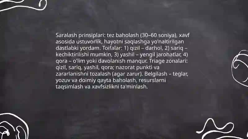 Shikastlangan o'choqlarda tibbiy yordam tashkil qlish 4
