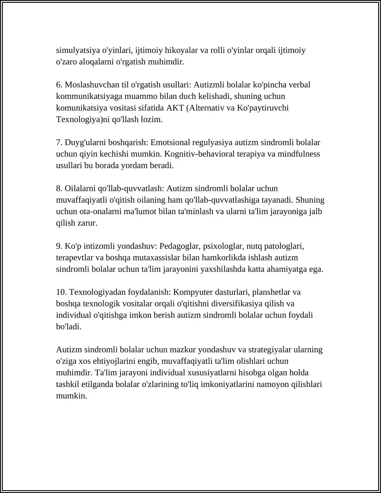 AUTIZM SINDROMLI BOLALARNI BILISH FAOLIYATINI RIVOJLANTIRISH 4