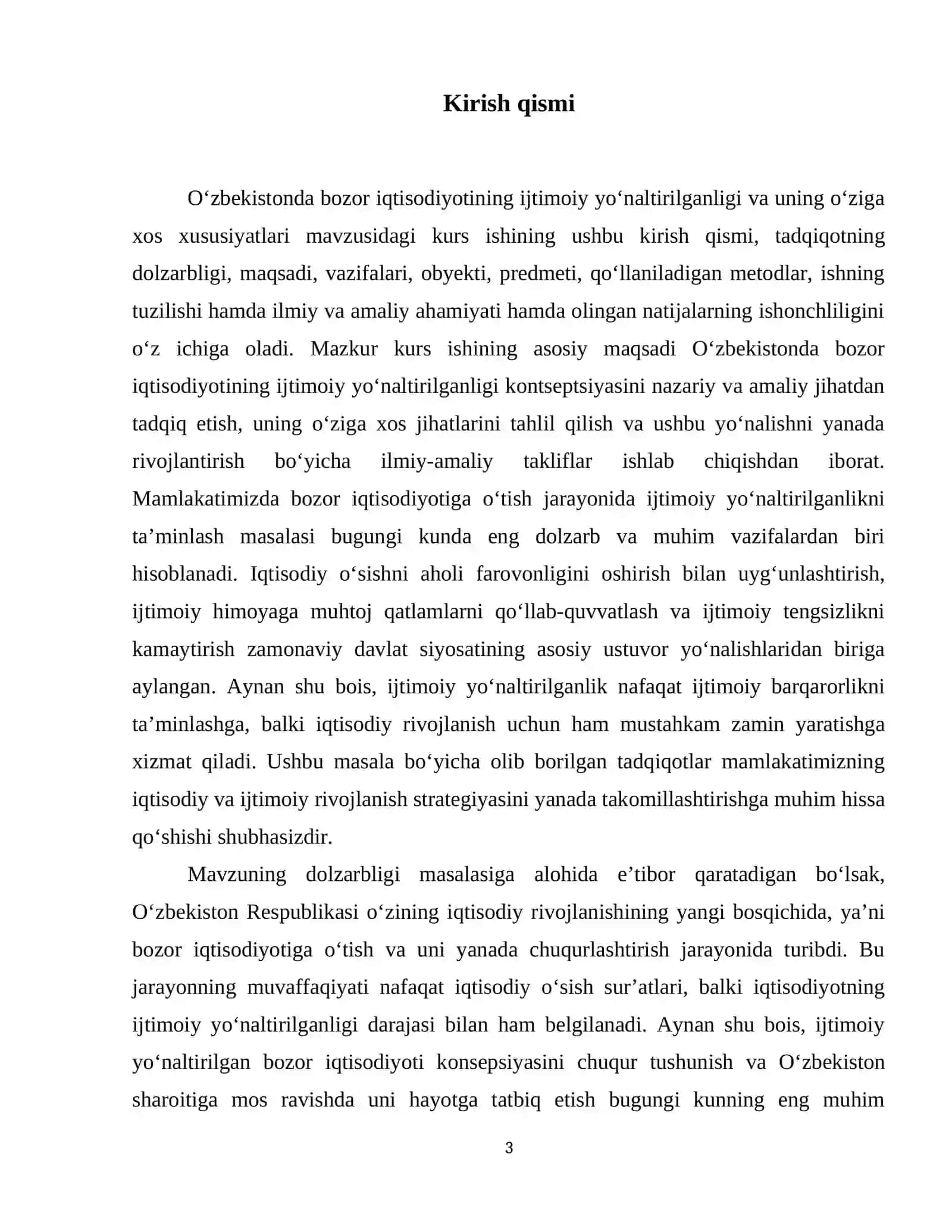 Bozor iqtisodiyotining ijtimoiy yo‘naltirilganligi va uning Ozbekistondagi oziga xos xususiyatlari 4