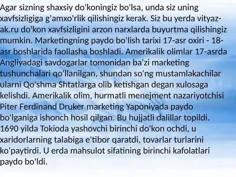 Marketing fanining paydo bo'lish tarixi 4