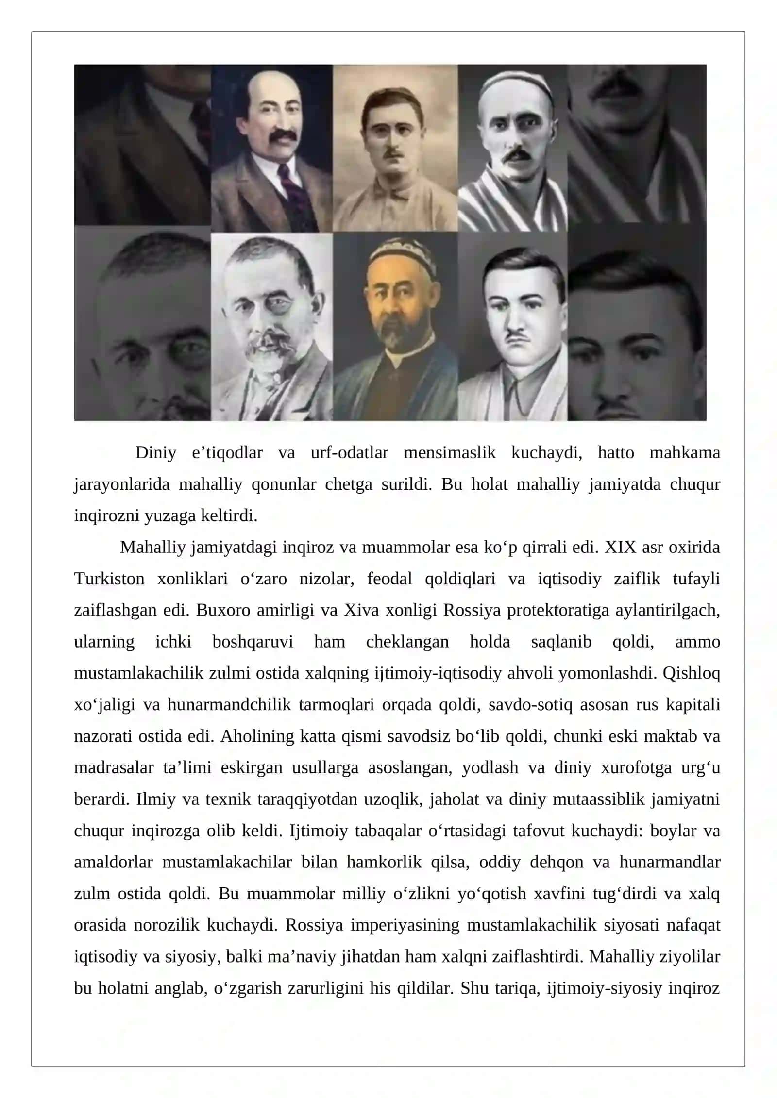 XIX asr oxiri – XX asr boshida Turkistonda jadidchilik harakatining shakllanishi 4