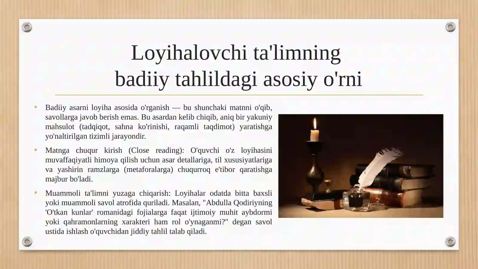 Badiiy asar tahlili jarayonida loyihalalovchi ta'lim texnologiyalarining o'rni va ahamiyati 4