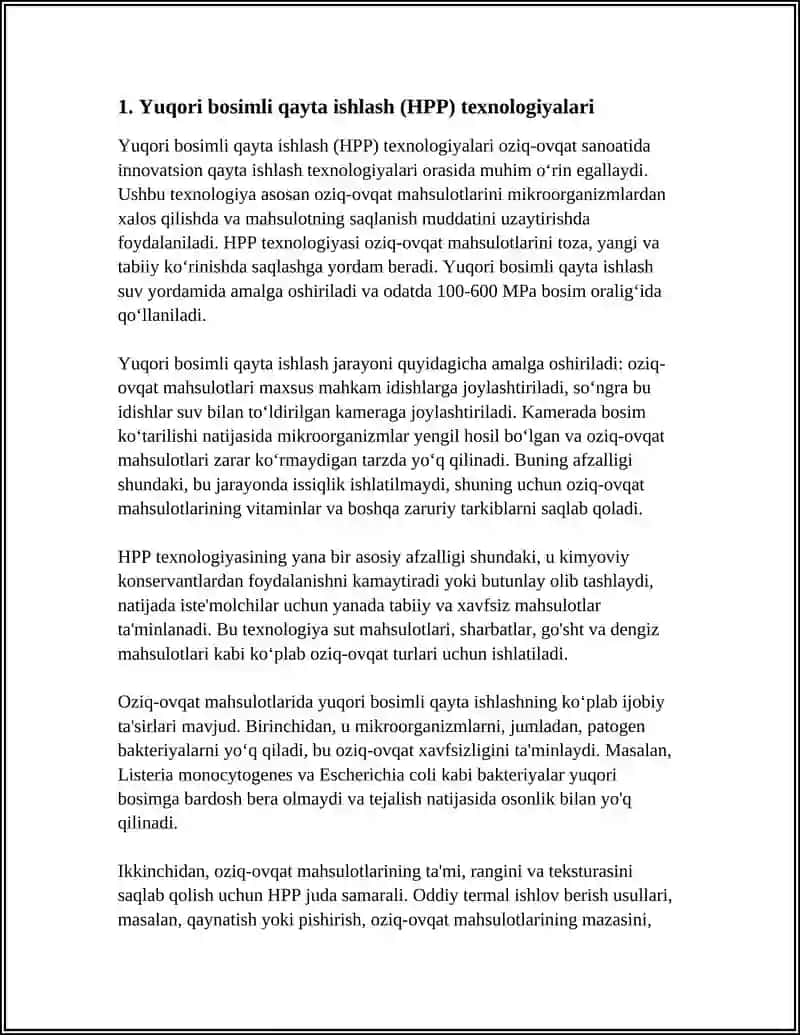 Yuqori bosimli qayta ishlash (HPP) texnologiyalari 4