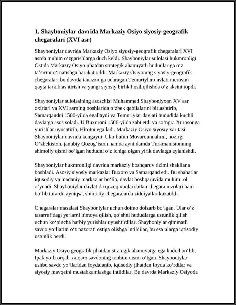 O‘RTA OSIYO SHAYBONIYLAR, ASHTARXONIYLAR XIVA (XVI-XVIII - ASRLAR) DAVRI TARIXIY GEOGRAFIYASI 4