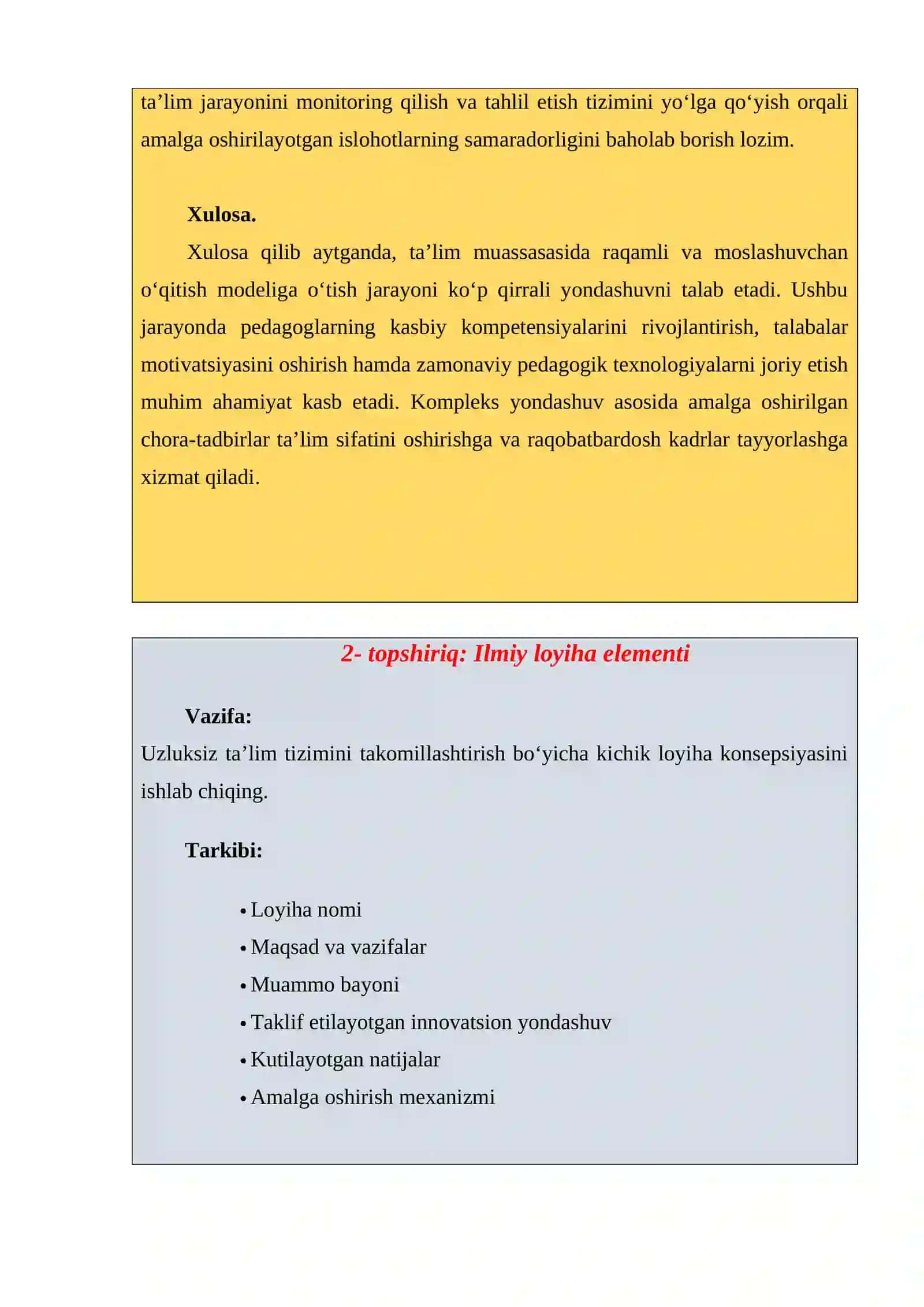 Uzluksiz ta’limdagi tendensiyalar va zamonaviy yondashuvlar . ceys stady 4