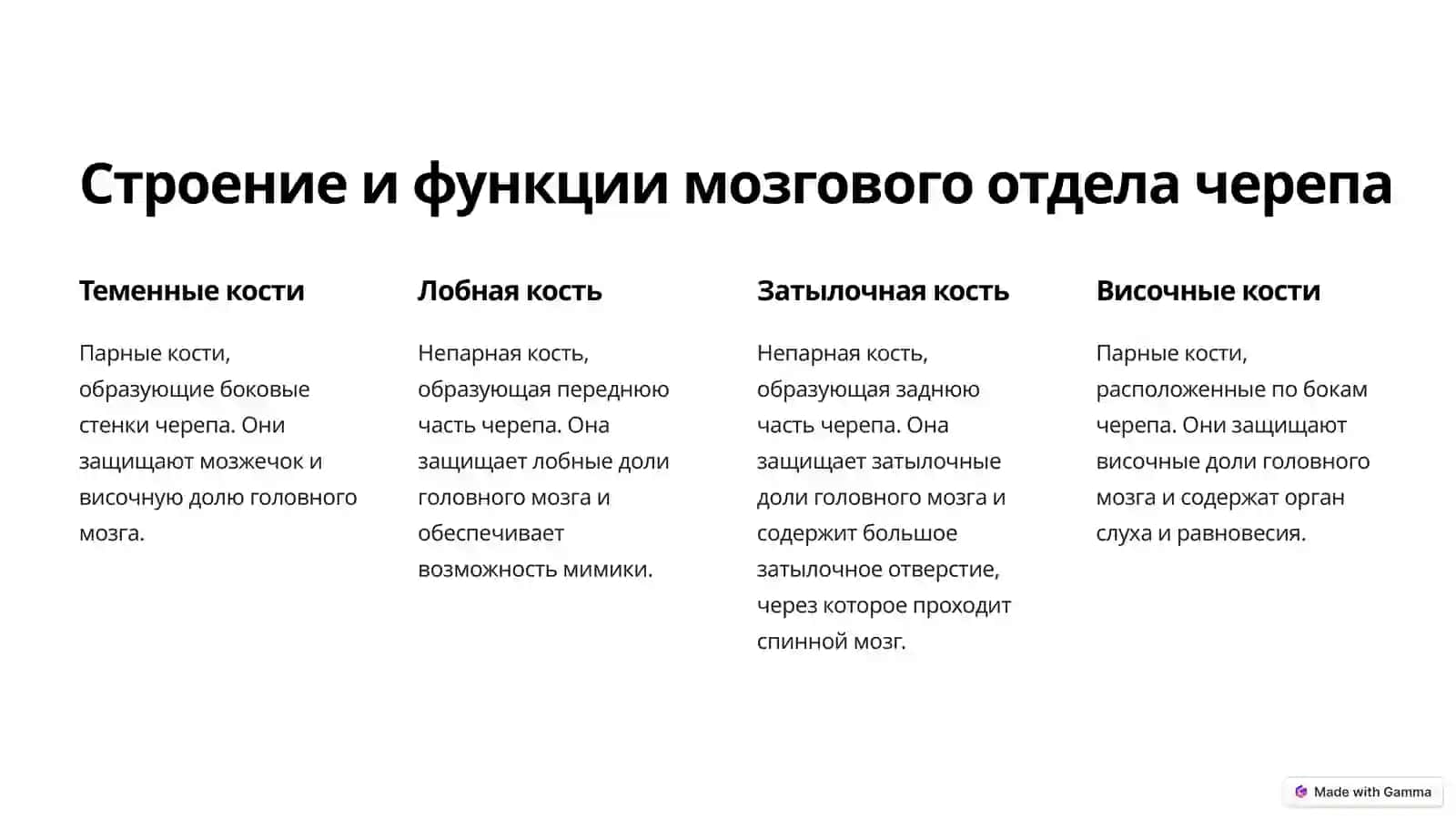 Скелет головы: Строение и особенности построения предложения 4