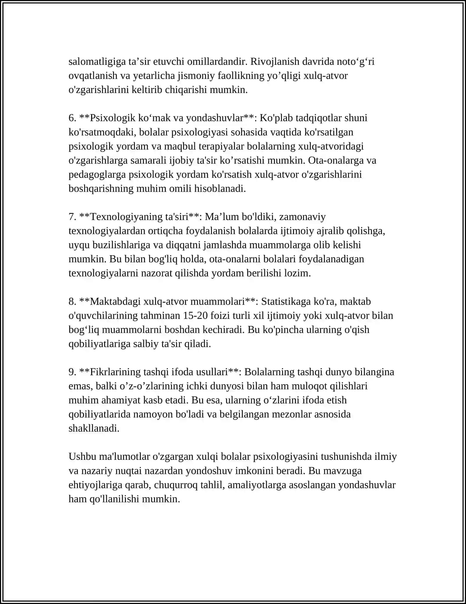 Xulqi o'zgargan bolalar psixologiyasi asoslari 4