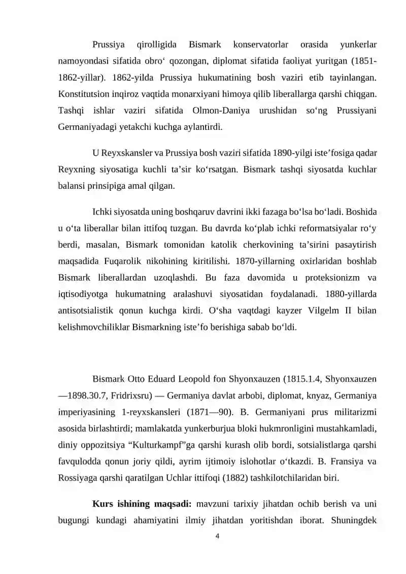 OTTO FON BISMARK FAOLIYATI 4