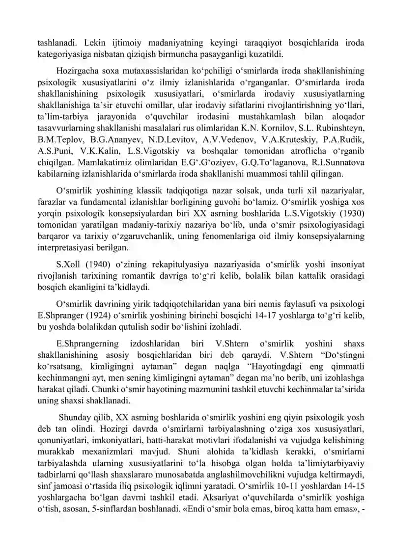 O'smirlik davrida irodaviy xususiyatlarni taxlili 4
