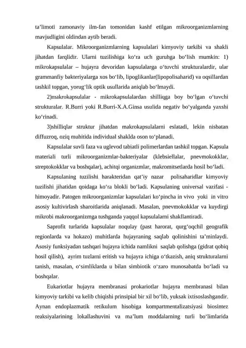 MIKROORGANIZMLARNI DOIMIY BO'LMAGAN STRAKTURA ELEMENTLARI SPORA, KAPSULA, XIVCHINLAR, KIRITMALAR VA BOSHQA 4