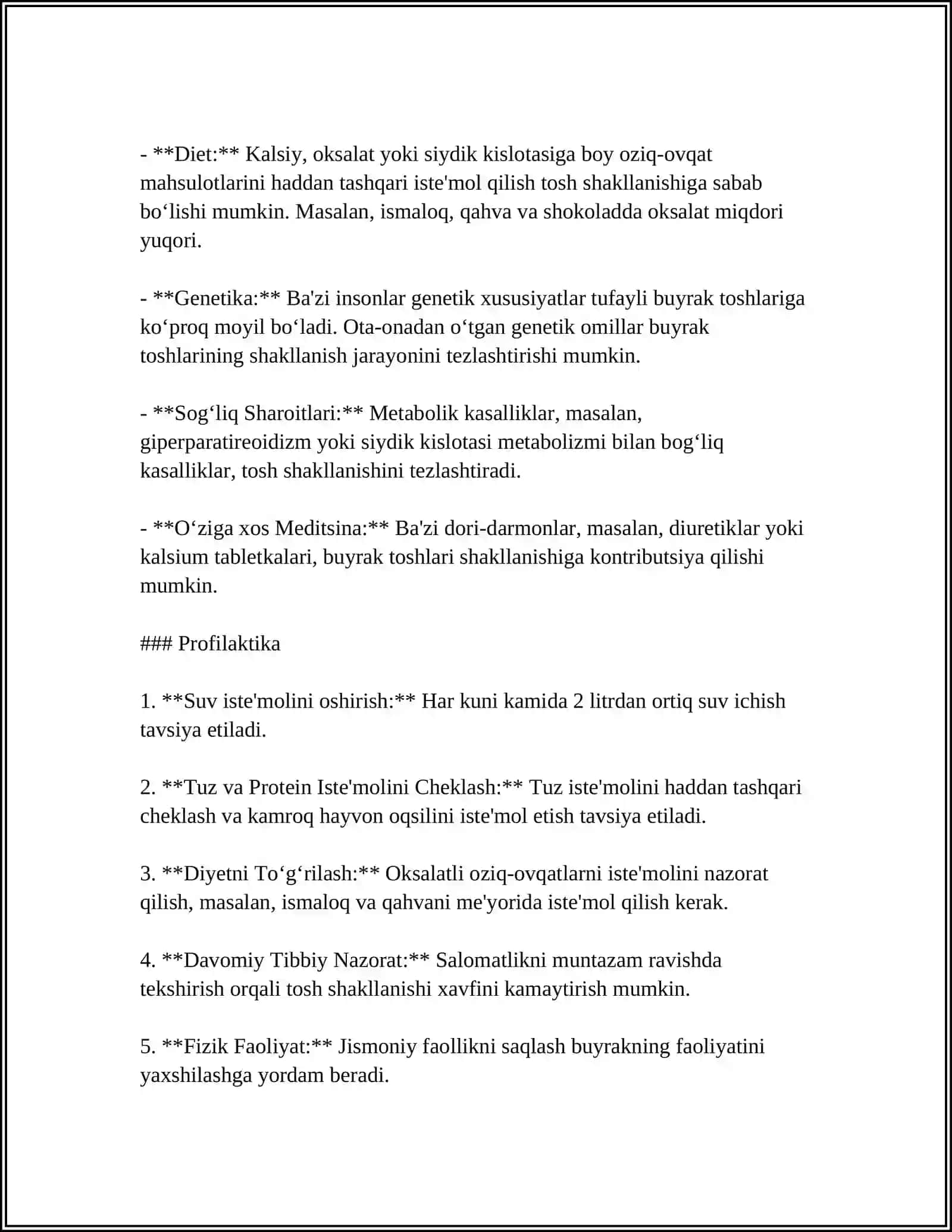 BUYRAKLARDA URAT TOSHLARINI HOSIL BOLISHI VA DAVOLASH YOLLARI 4