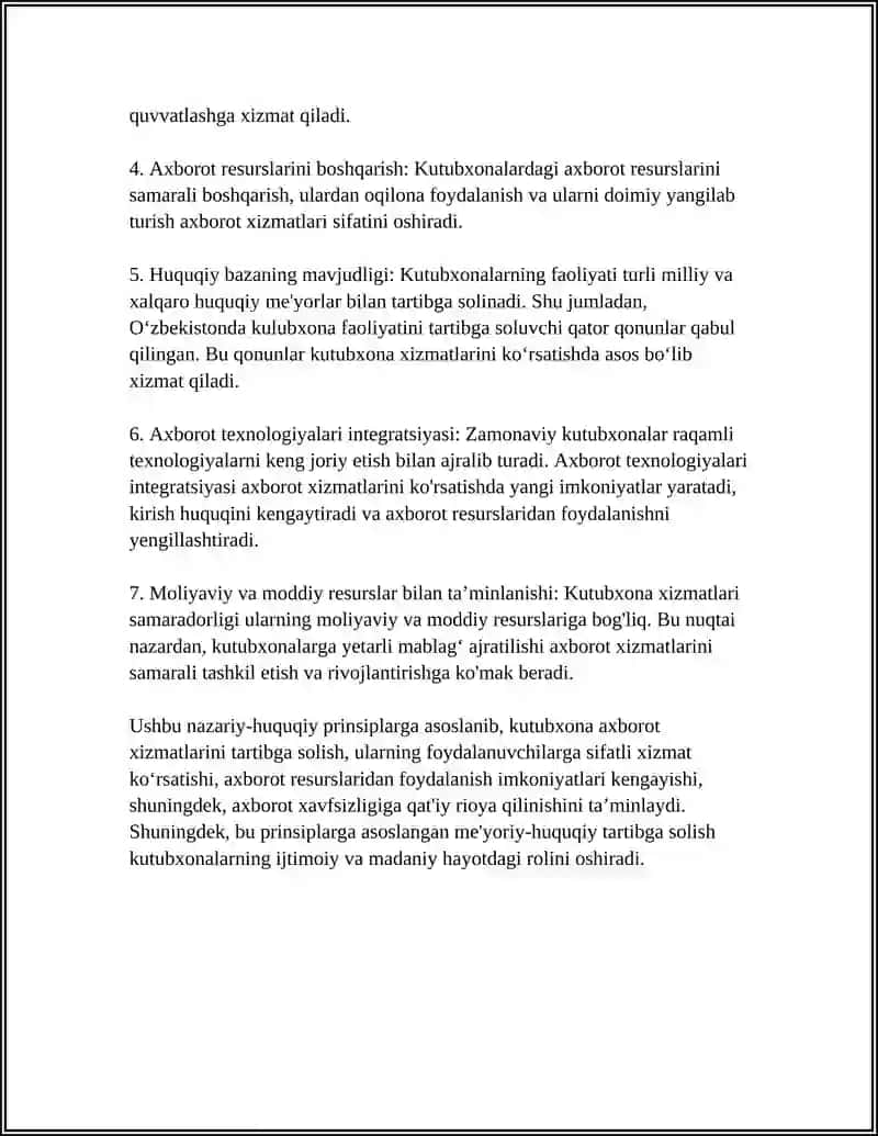 Kutubxona Axorot Faoliyatini Tartibga Solish Nazariy Asoslari 4