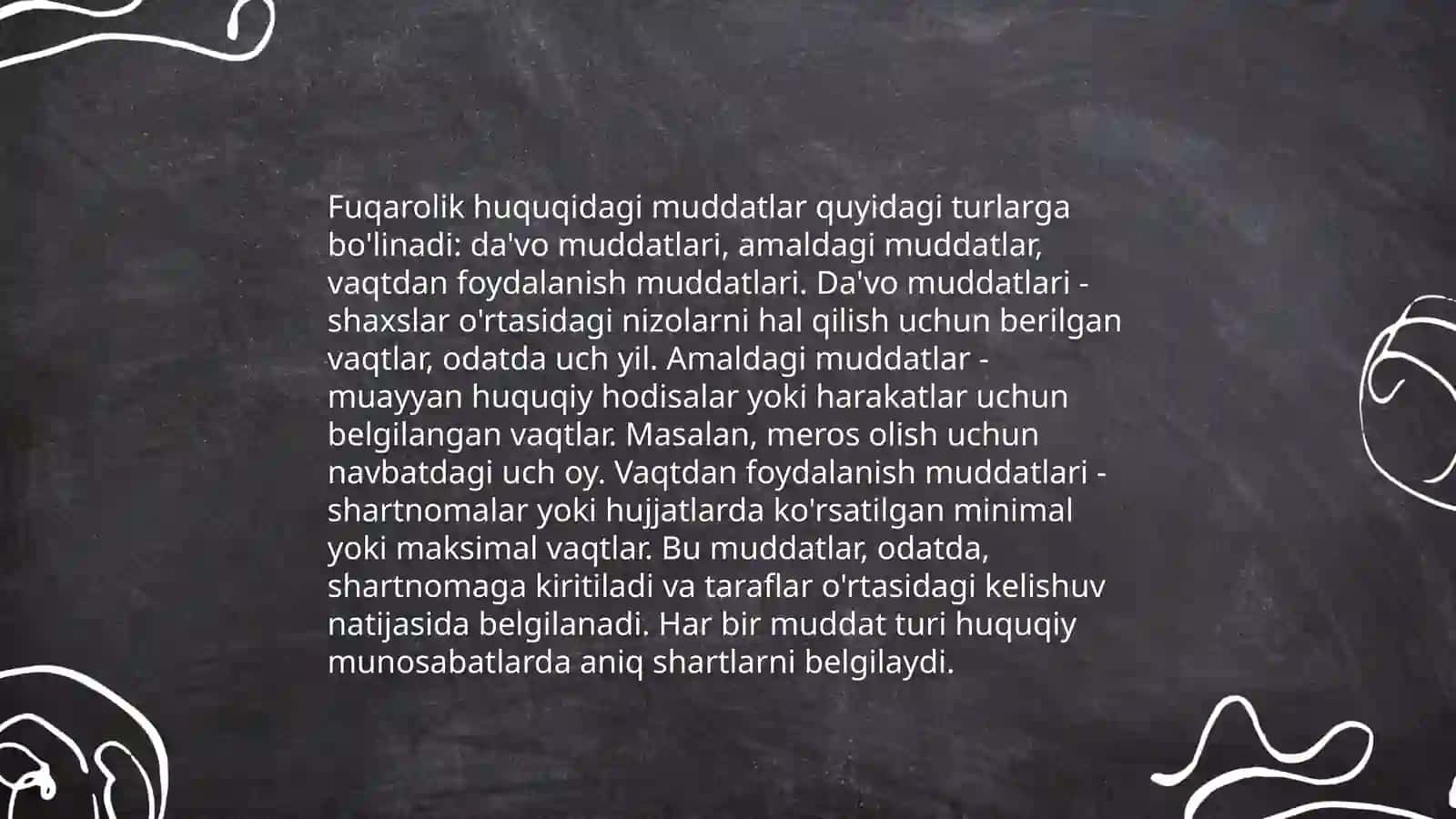 Fuqarolik huquqida muddatlar va da'vo muddati 4
