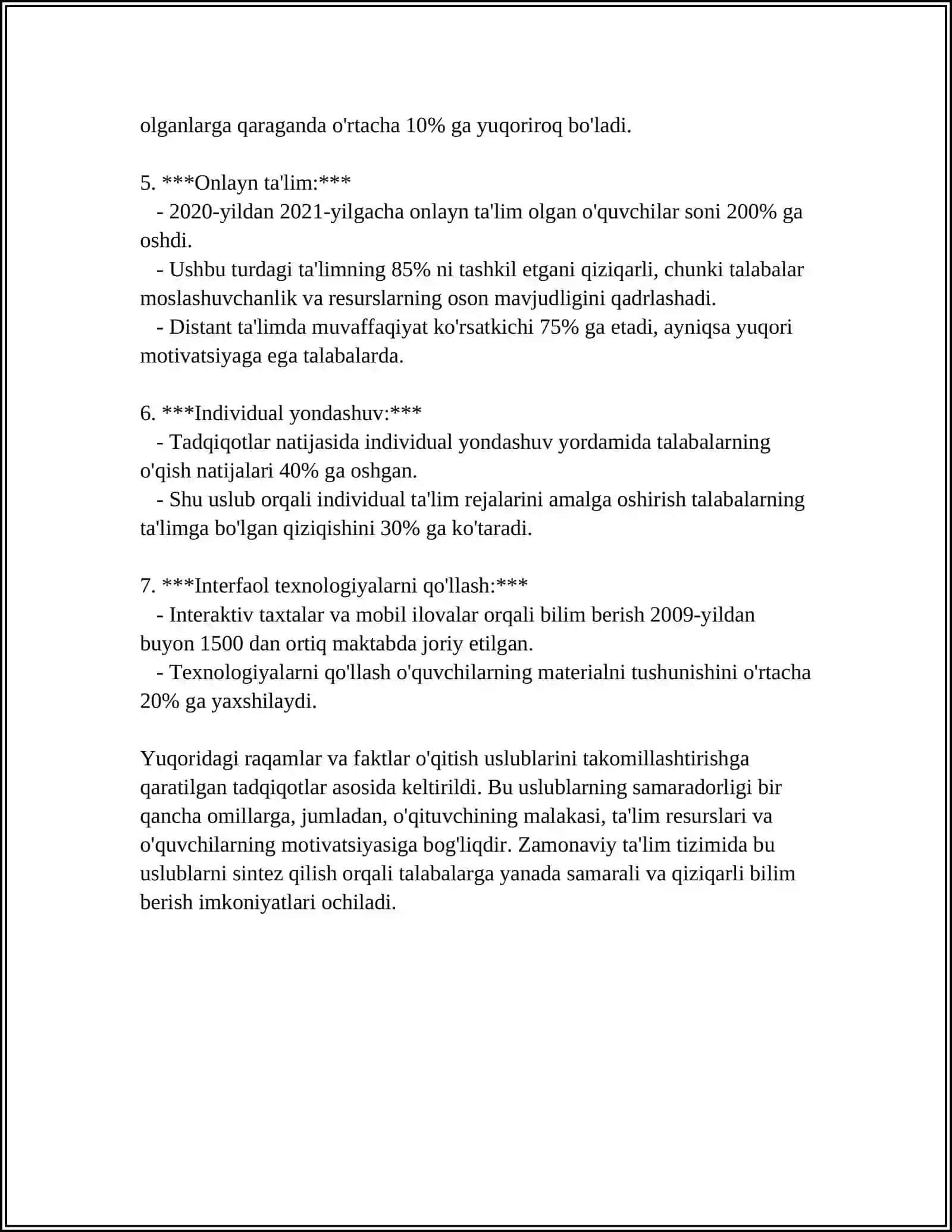 DARSLARNING SAMARADORLIGINI OSHIRISH BOʻYICHA TAVSIYALAR 4