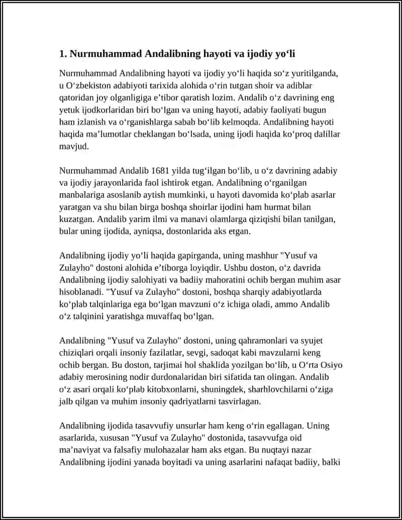 NURMUHAMMAD ANDALIBNING HAYOTI VA ADABIY MEROSI 4