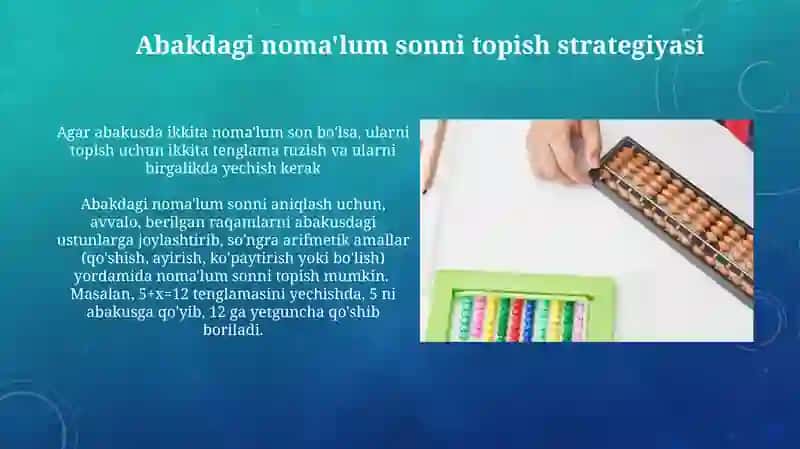 Abakdagi noma'lum sonni topish usullari 4