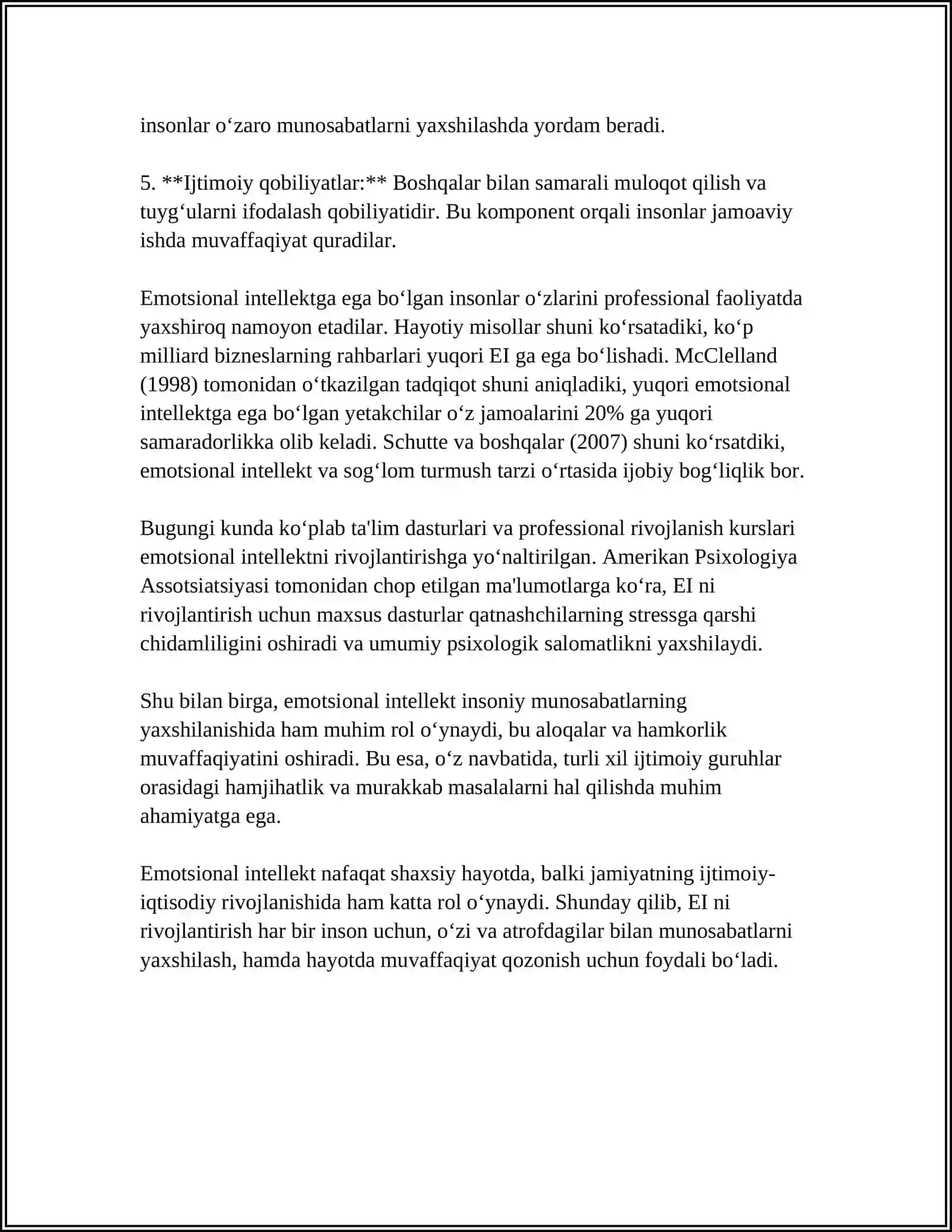 MUSTAQIL ISH Mavzu: IQ VA EMOSIONAL INTELLEKTNING INDIVIDUAL TAFOVUTLARI 4