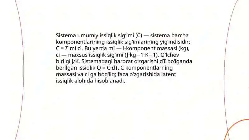 Sistema issiqlik effektiga ta‘sir qiluvchi faktorlar 4