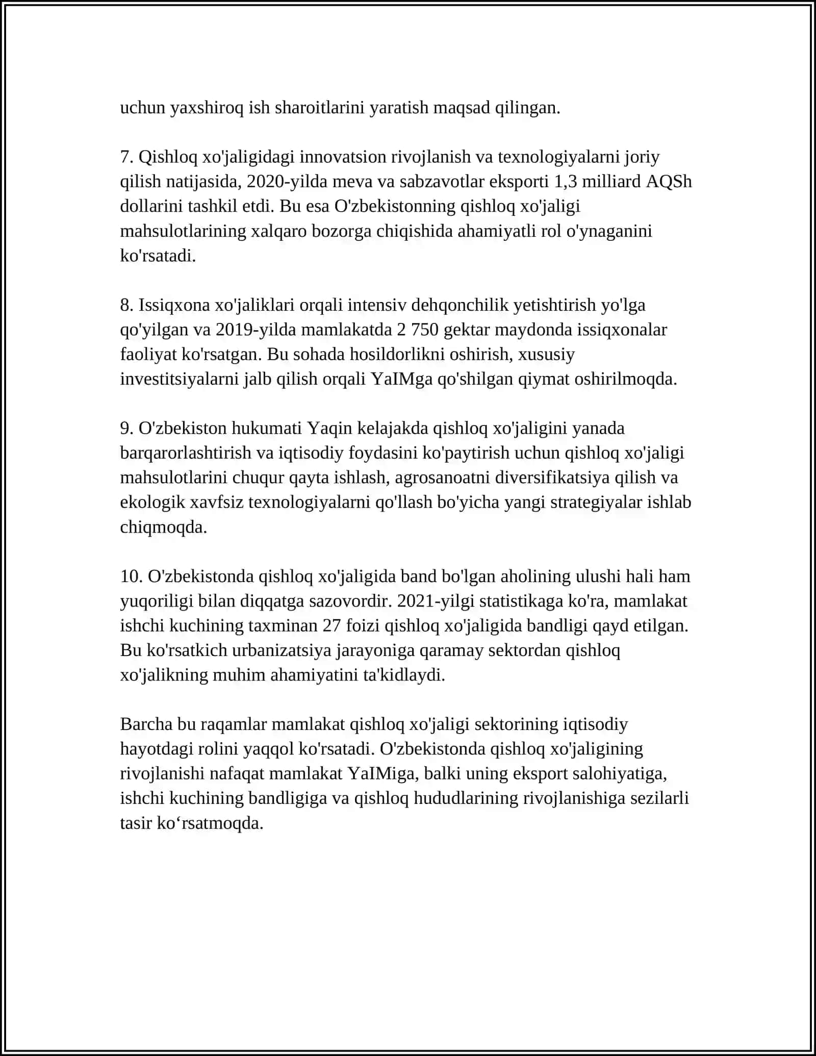 QISHLOQ XOʻJALIGINING FOYDALI VA ZARARLI TOMONLARINING IQTISODIYOTGA TAʼSIRI 4