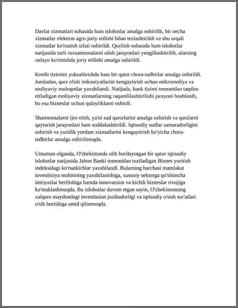 YANGI O'ZBEKISTON IJTIMOIY SIYOSIY IQTISODIY VA MADANIY XAYOTDA RO'Y BERAYOTGAN O'ZGARISHLARNING XALQARO REYTING VA INDEKSLARDA AKS ETISHI 4