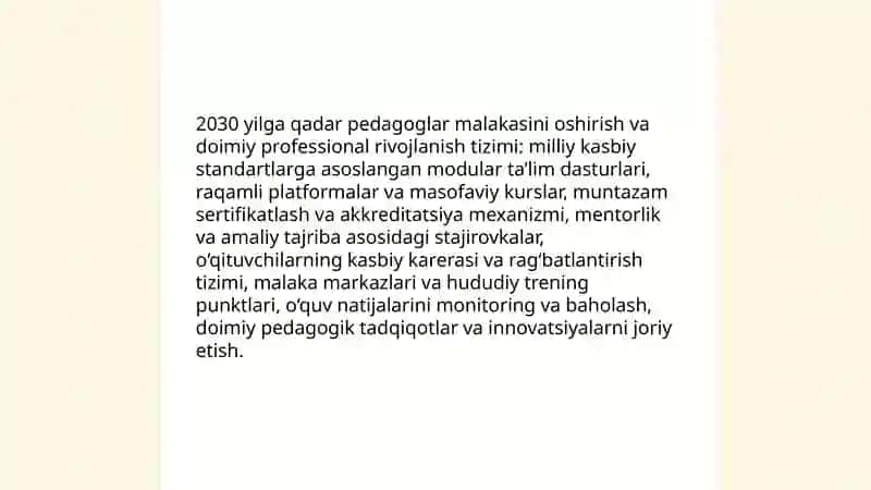 Ta’lim kontentini va o‘quv dasturlarini modernizatsiya qilish — kompetensiyalarga yo‘naltirilgan ta’lim 4