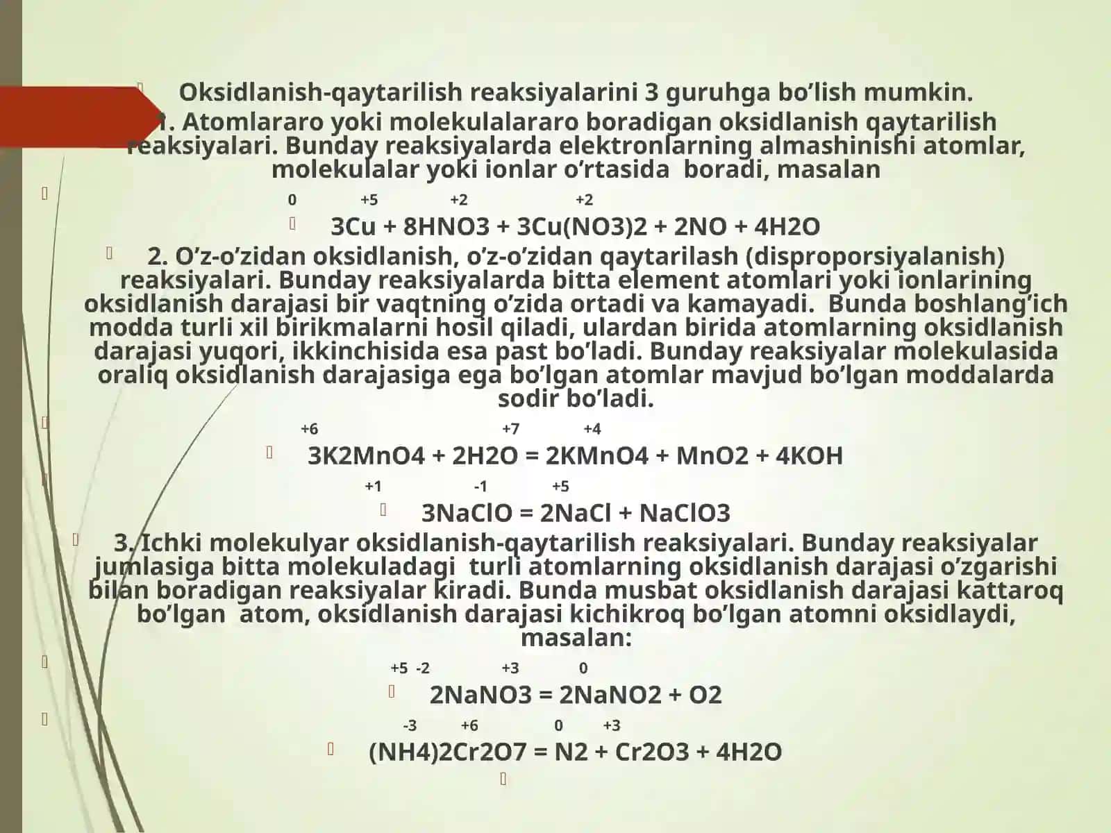 Оksidlаnish-qaytarilish reaksiyalаri. Elеktrоliz. 4
