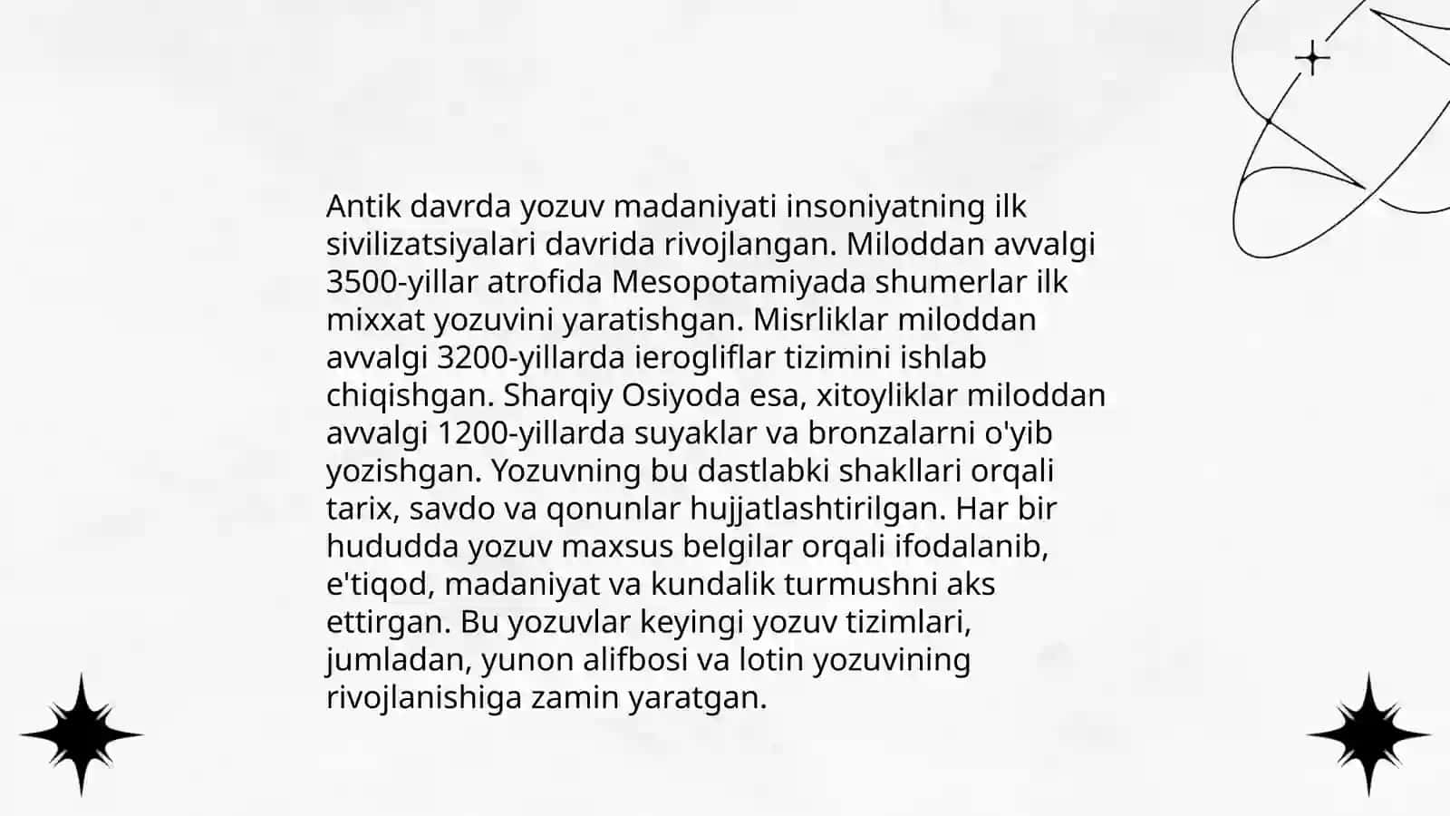 Yozuv tarixi boʻyicha taqdimot tayyorlash 4